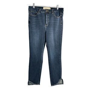Soft Surroundings High Rise Raw Step Hem Skinny Fit Denim Jeans Sz 10
